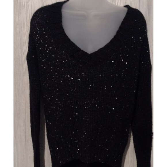 Mudd Women's Black Dark Academia Sweater Medium Sequin Sparkle - Picture 4 of 9